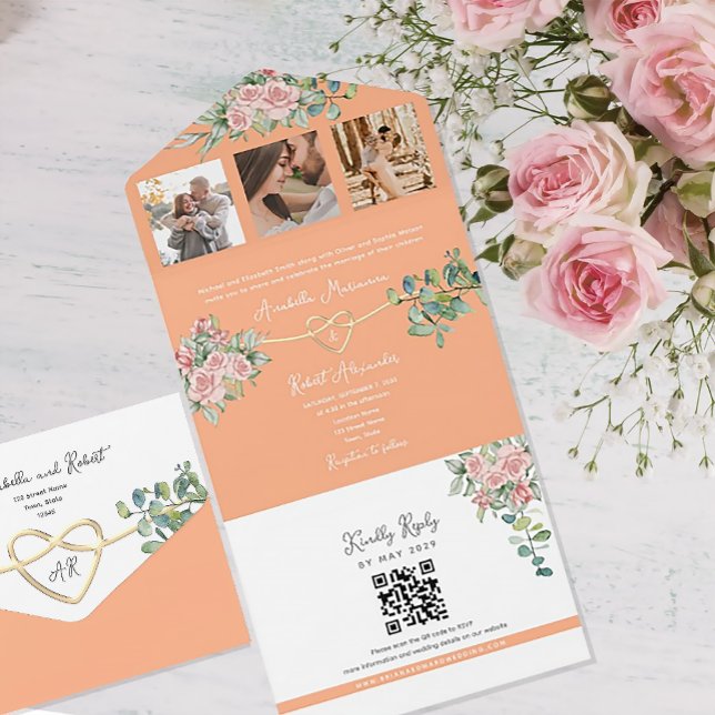 Casamento Floral Vintage Rosa Pêssego (Criador carregado)