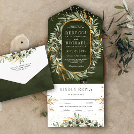 Casamento Folhas de Oliveira Douradas Verde Sálvia