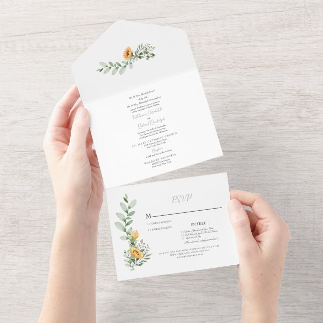 Casamento Formal de Girassóis com Ambos os Pais Li (Aba destacável)