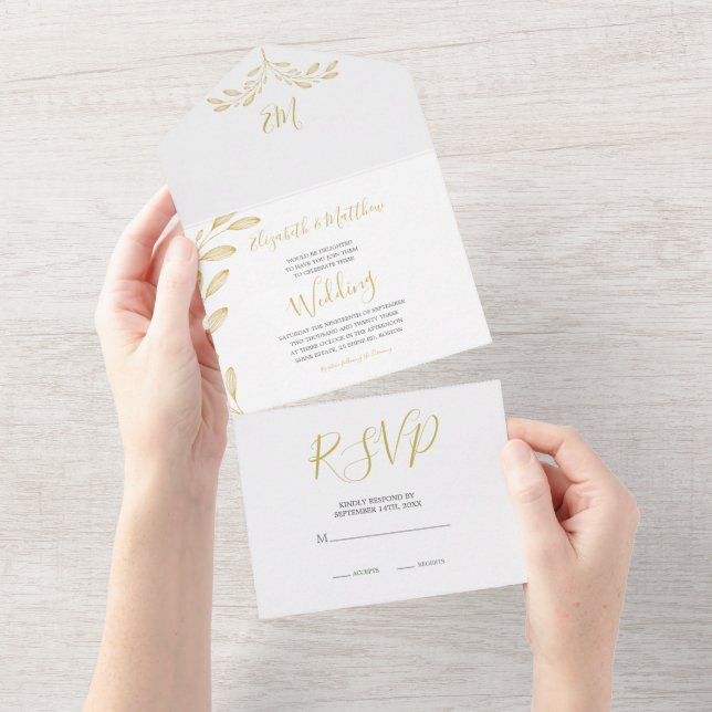 Casamento Formal Dourado Elegante (Aba destacável)