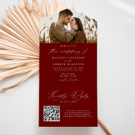 Casamento Foto Script Burgundy Moderno e Elegante