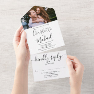 Casamento Fotográfico com Letra Elegante Preto e B