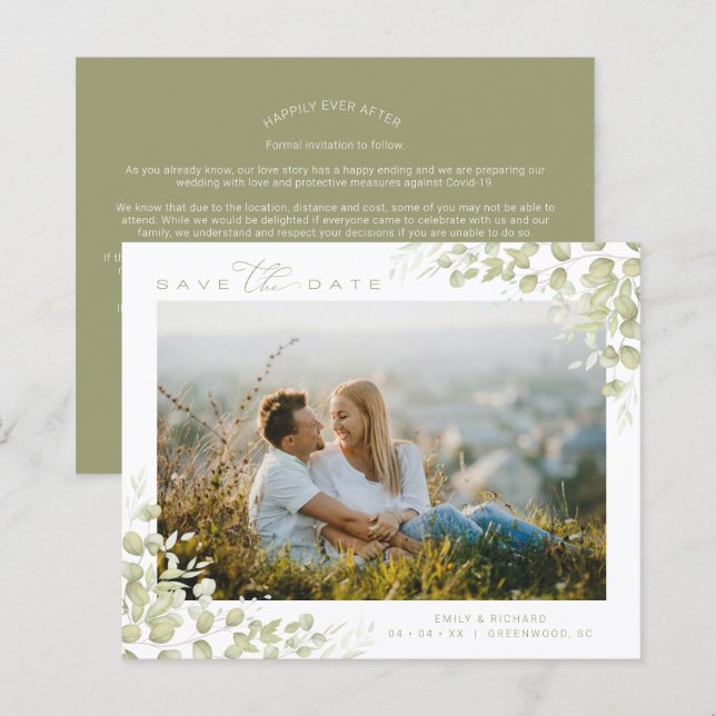 Casamento Fotográfico das filiais verdes modernas  (Frente/Verso)