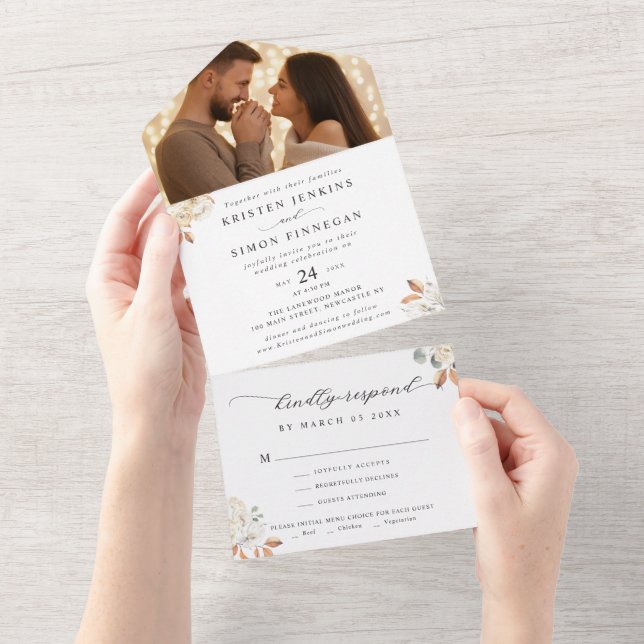 Casamento Fotográfico de Flores de Outono Elegante (Aba destacável)