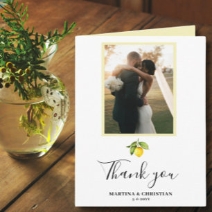 Casamento Fotográfico de Lemon Obrigado Cartão Dob