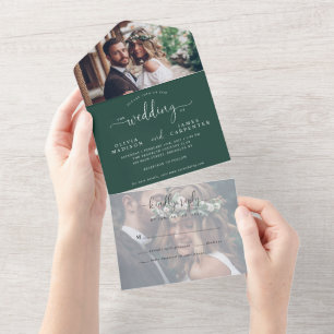 Casamento Fotográfico do Script Elegante Verde Chi
