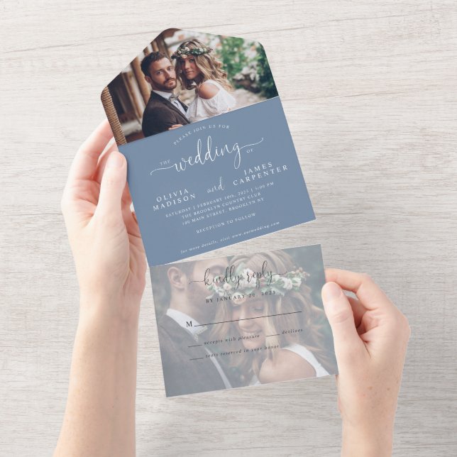 Casamento Fotográfico Dusty Blue 2, Script Elegant (Tearaway)