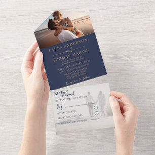 Casamento Fotográfico Elegante em Azul Naval e Dou