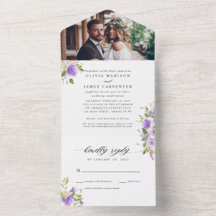 Casamento Fotográfico Floral Púrpura Pastel Luz