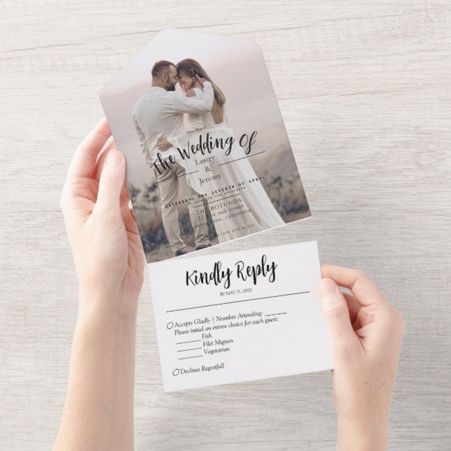 Casamento Fotográfico Moderno, Tudo Em Um Convite (Aba destacável)