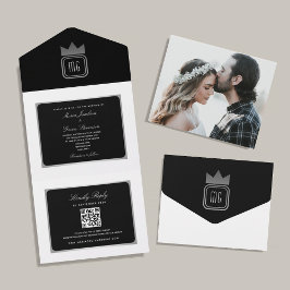 Casamento Fotográfico Monograma Moderno Preto Bran