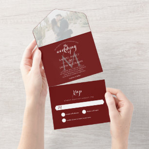 Casamento Fotográfico Simples Monograma Burgundy M