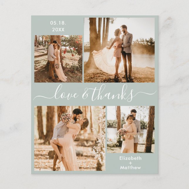 Casamento Fotográfico Verde Do Orçamento Obrigado  (Frente)