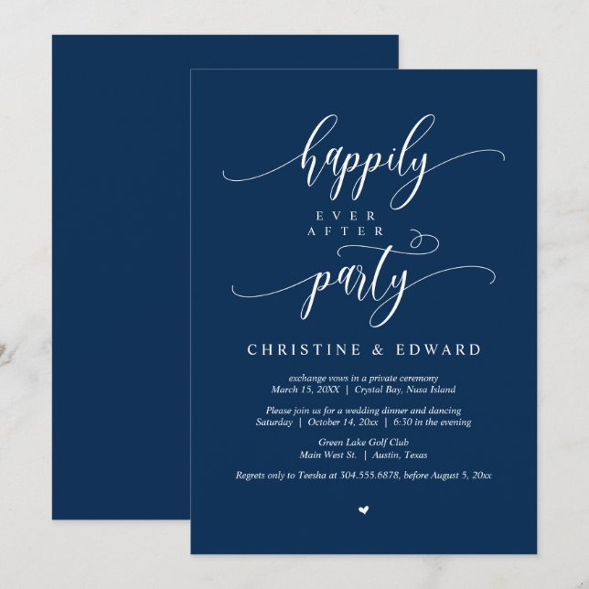 Casamento Fuga, Convite para Festa Feliz para Semp (Frente/Verso)