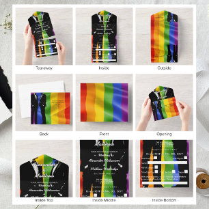 Casamento Gay Moderno Elegante Arco-íris de Homens