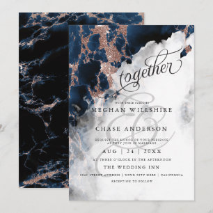 CASAMENTO   Geodo em Aquarela Azul-Marinho Dourado