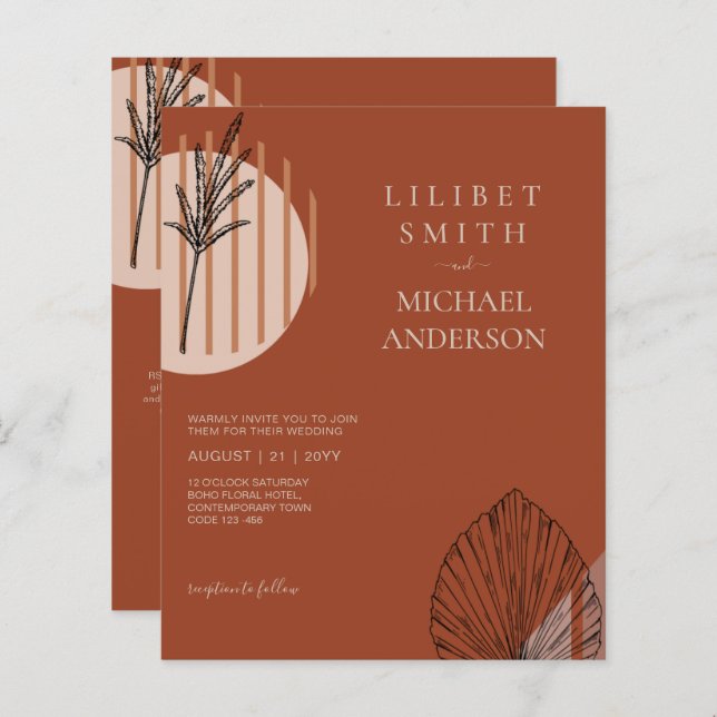 Casamento Geométrico abstrato Japandi Escandinavo (Frente/Verso)