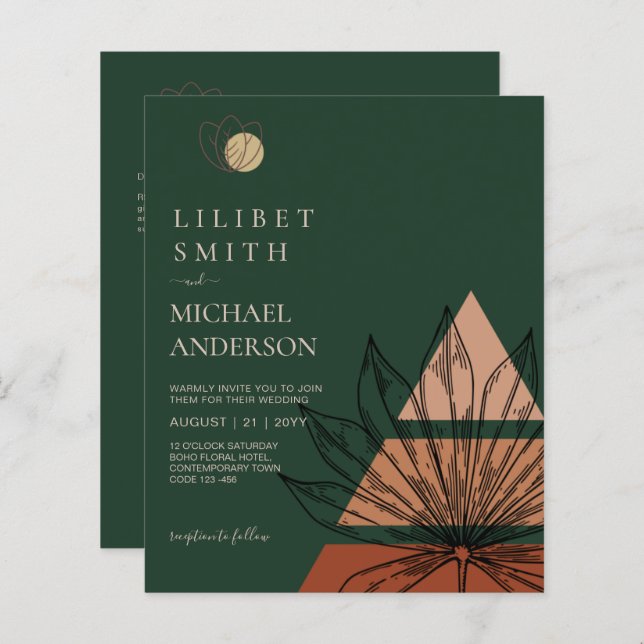 Casamento Geométrico abstrato Japandi Escandinavo (Frente/Verso)