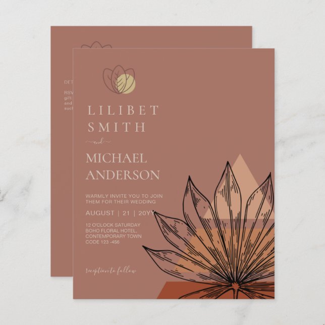 Casamento Geométrico abstrato Japandi Escandinavo (Frente/Verso)