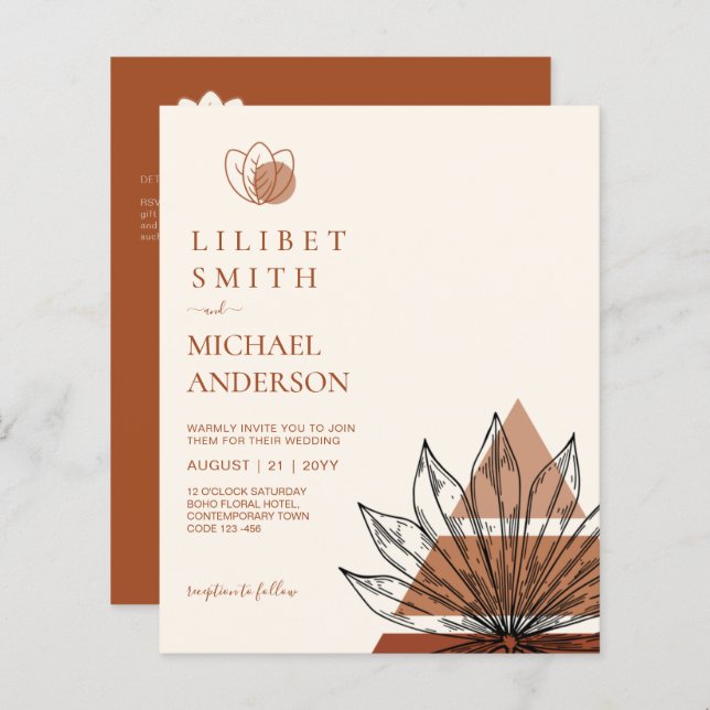 Casamento Geométrico abstrato Japandi Escandinavo (Frente/Verso)