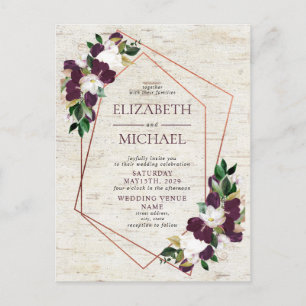 Casamento geométrico de cobre rústico do cartão de