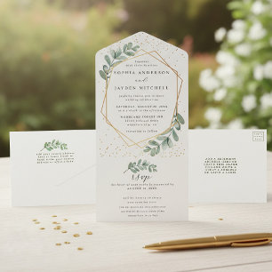 Casamento Geométrico de Folha de Ouro Eucalyptus