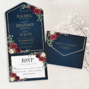 Casamento Geométrico Dourado com Blush Azul-marin