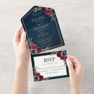 Casamento Geométrico Dourado com Blush Azul-marinh