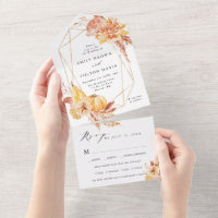 Casamento Geométrico Dourado da Pumpkin Floral Rús