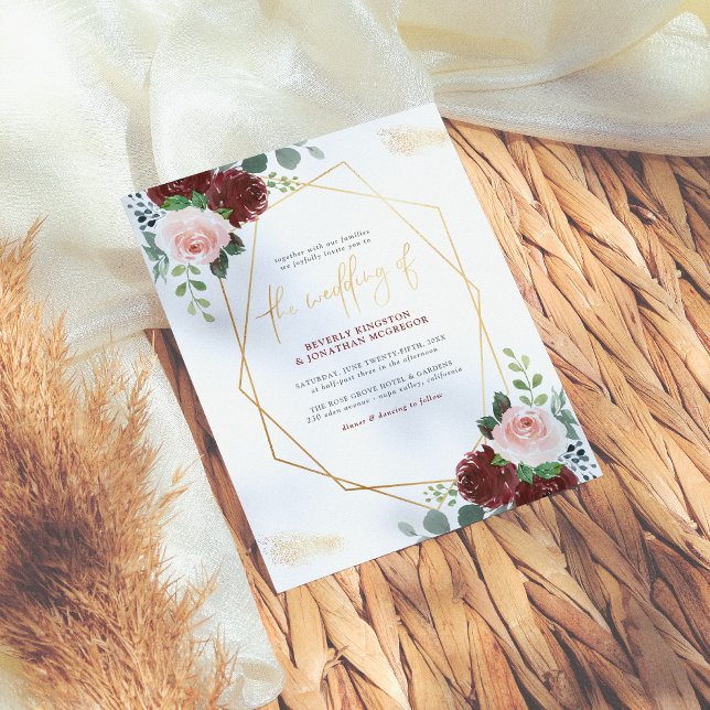 Casamento Geométrico Dourado e Cor-de-Rosa (Criador carregado)