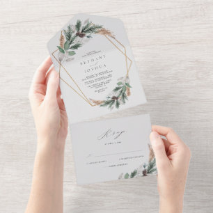 Casamento Geométrico Dourado Elegante de inverno