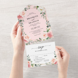 Casamento Geométrico Dourado Rosa Esbranquiçado