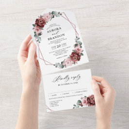 Casamento Geométrico Dusty Pink Mauve Rosa Floral