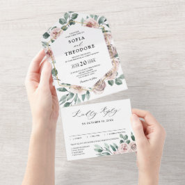 Casamento Geométrico Dusty Pink Mauve Rosa Floral