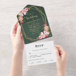 Casamento Geométrico Elegante Esbranquiçado Rosa