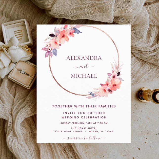 Casamento Geométrico Floral da Borgonha Orçamental (Criador carregado)