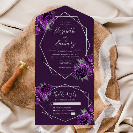 Casamento Geométrico Floral de Ameixa Prata