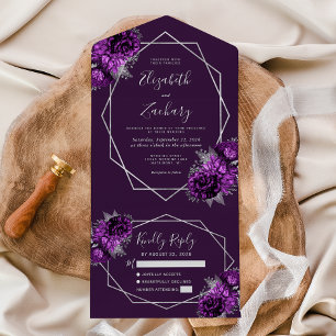 Casamento Geométrico Floral de Ameixa Prata