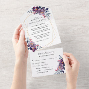 Casamento Geométrico Floral de Flor de Roxo