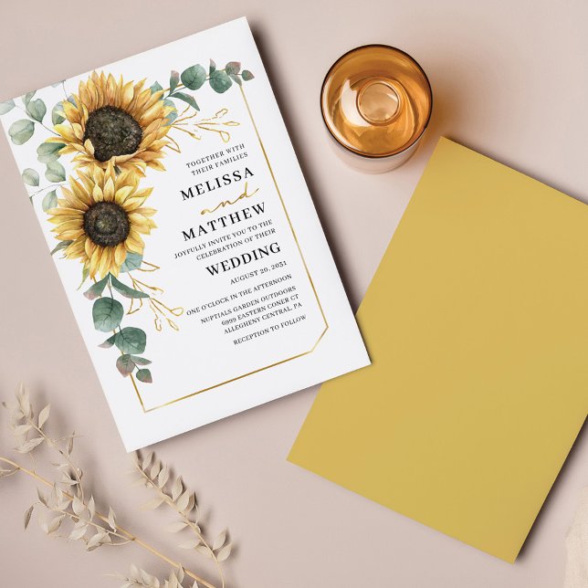 Casamento Geométrico Floral Eucalyptus Sunflower (Criador carregado)