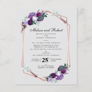 Casamento Geométrico Floral Roxo Moderno
