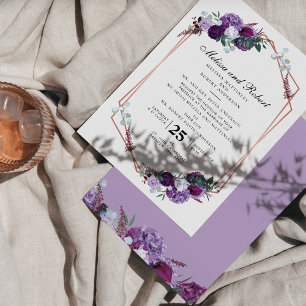 Casamento Geométrico Floral Roxo Moderno