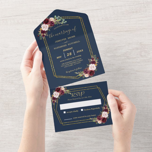 Casamento Geométrico Rustic Floral (não é necessár (Aba destacável)