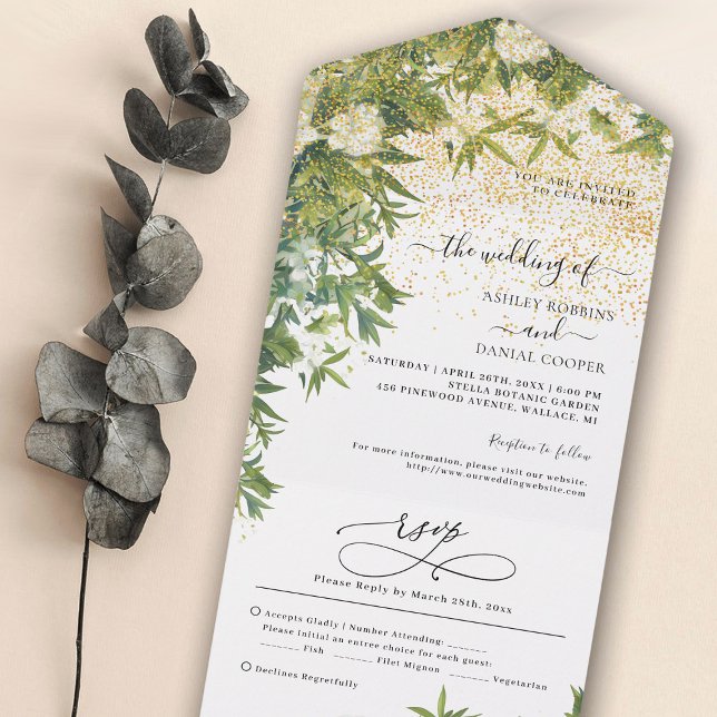 Casamento Glitter Dourado com Verde Botânico (Criador carregado)