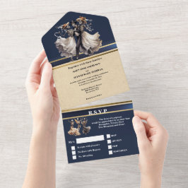 Casamento gótico de noiva de esqueleto azul