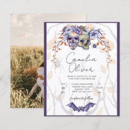 Casamento Gótico Invitação Cascas Laranja Roxas