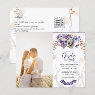 Casamento Gótico Invitação Cascas Laranja Roxas