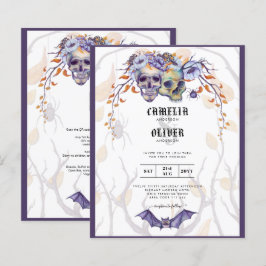 Casamento Gótico Invitação Cascas Laranja Roxas