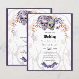 Casamento Gótico Invitação Cascas Laranja Roxas