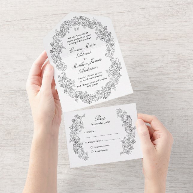 Casamento Gótico Preto e Branco com Roteiro Clássi (Aba destacável)